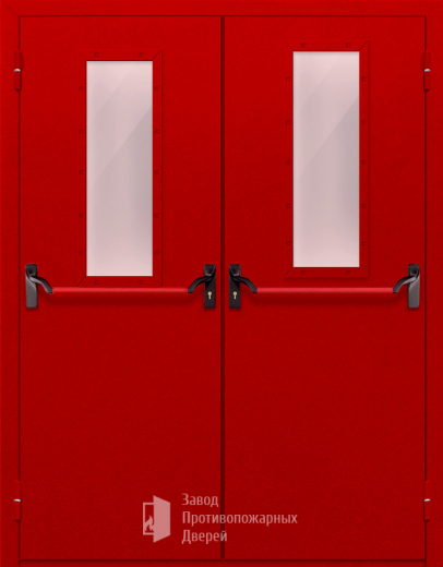 Фото двери «Двупольная с стеклом и антипаникой (красная)» в Протвино