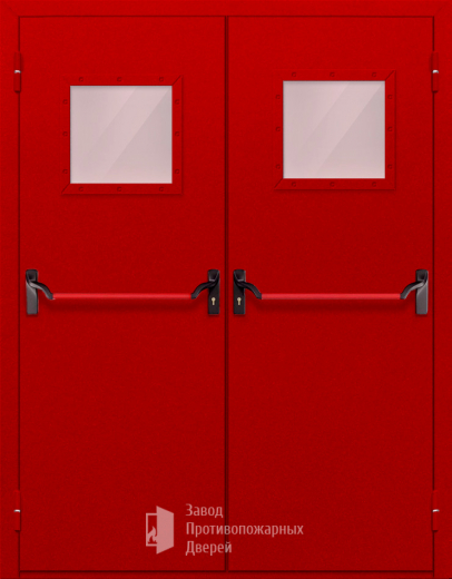 Фото двери «Двупольная со стеклопакетом и антипаникой (красная)» в Протвино