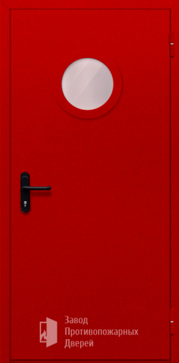 Фото двери «Однопольная с круглым стеклом (красная)» в Протвино