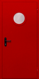 Фото двери «Однопольная с круглым стеклом (красная)» в Протвино