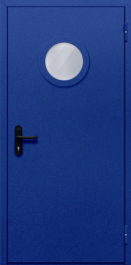 Фото двери «Однопольная с круглым стеклом (синяя)» в Протвино