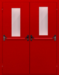 Фото двери «Двупольная с стеклом и антипаникой (красная)» в Протвино